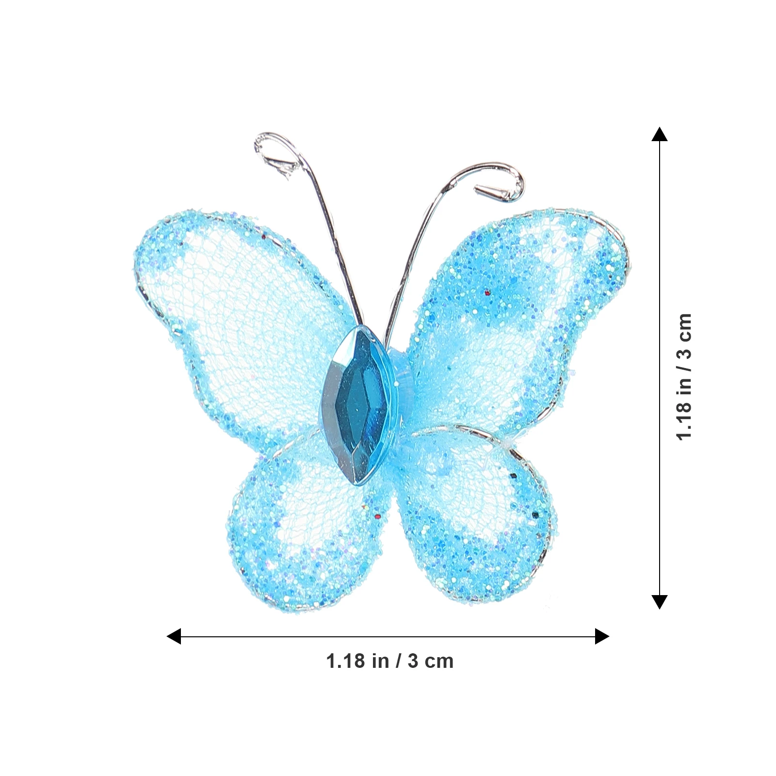 

50pcs Mesh Butterfly Decorations Glittering Wired Wedding Decor Craft Jewelry Making Blue 3X3Cm