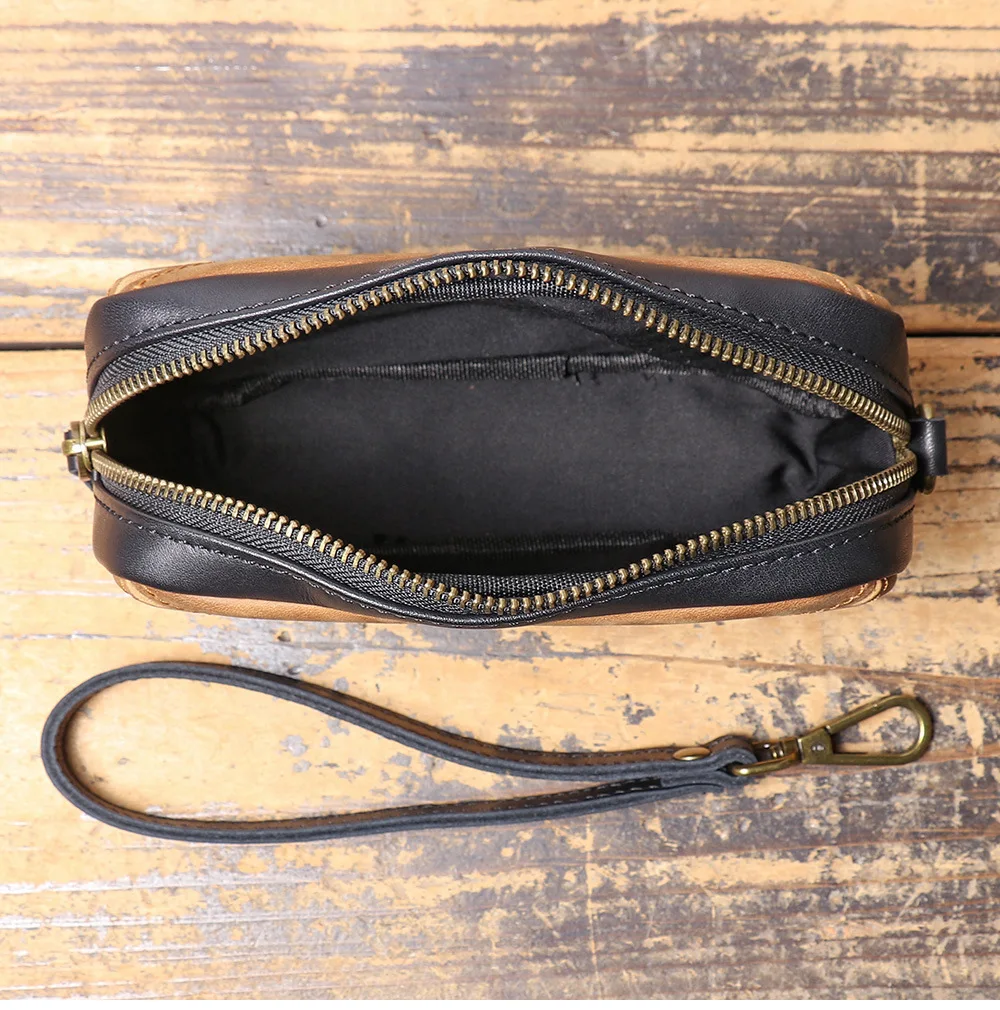 New Original Design Small Square Bag For Men Women Crazy Horse Leather Handbag Phone Key Pack Unisex Wallet pochette uomo