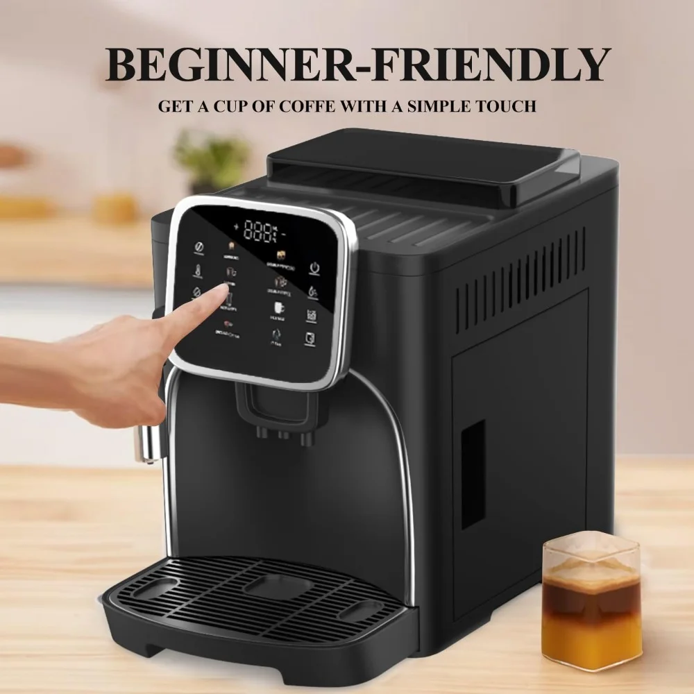 Fully Automatic Coffee Machine, Built-in Conical Burr Grinder & Four Coffee Varieties, Intuitive Touch Display, Coffee Machines