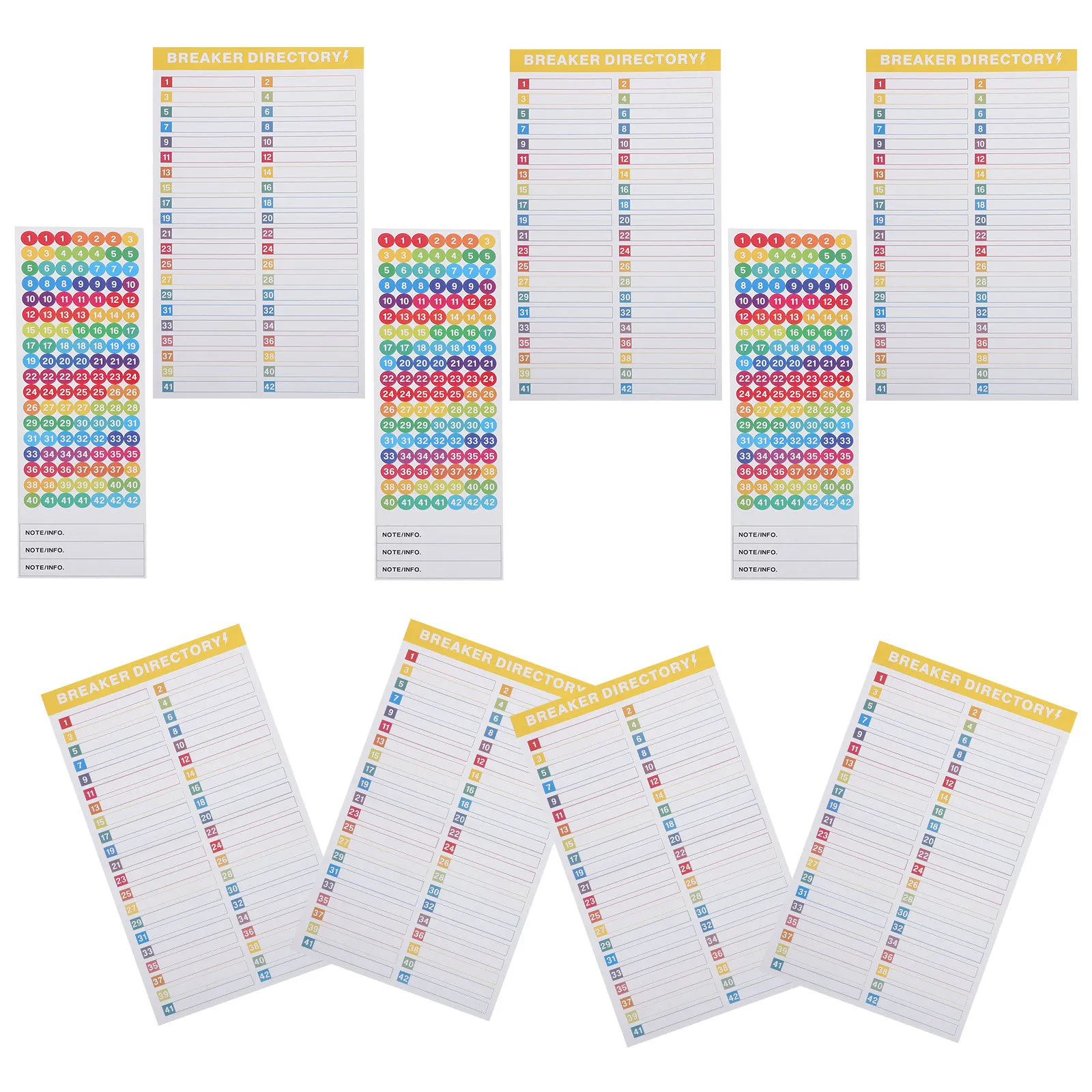 10Sheet Breaker Panel Labels Self-Adhesive Waterproof Electrical Box Numbers Load Center Sticker Kit for Residential Commercial