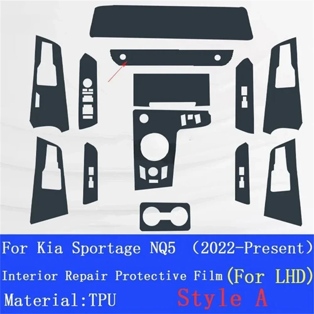 For Kia Sportage NQ5 2022 2023 Car Interior Car Door Center Console Media Dashboard Navigation TPU Anti-scratch Protector Film
