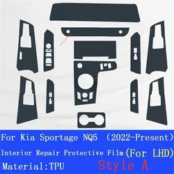 For Kia Sportage NQ5 2022 2023 Car Interior Car Door Center Console Media Dashboard Navigation TPU Anti-scratch Protector Film