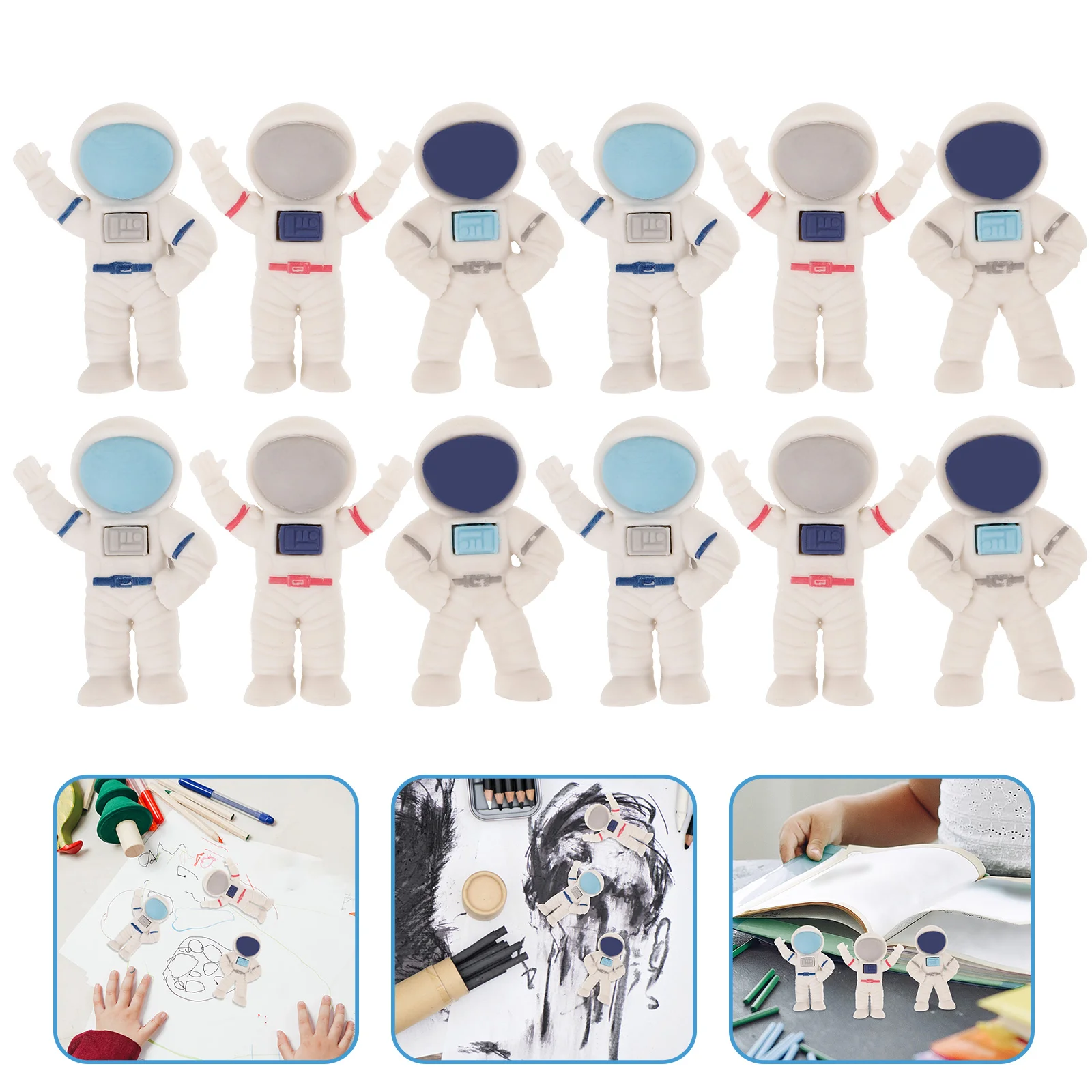 24 Pcs High Capacity Astronaut Eraser Gift Child Erasers for Kids Miniature Novelty