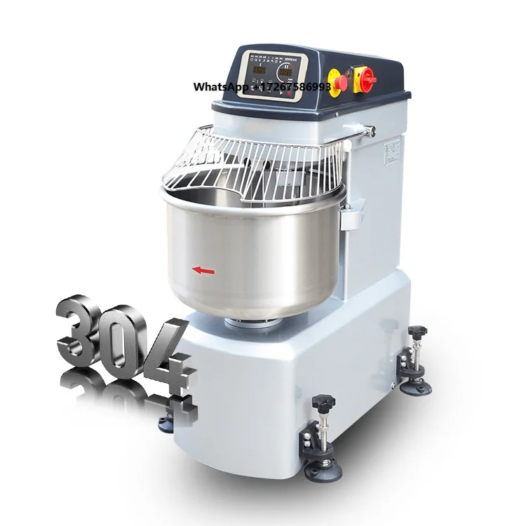 New Commercial Bakery Spiral Dough Mixer 25kg 50kg Stainless Steel Automatic 3-Speed Digital Control Adjustable Bread Pizza