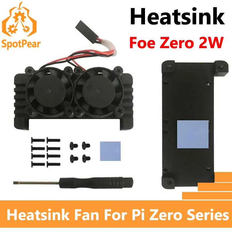 Aluminum Heatsink Case Double Fans For Raspberry Pi Zero 2W PI0 2W