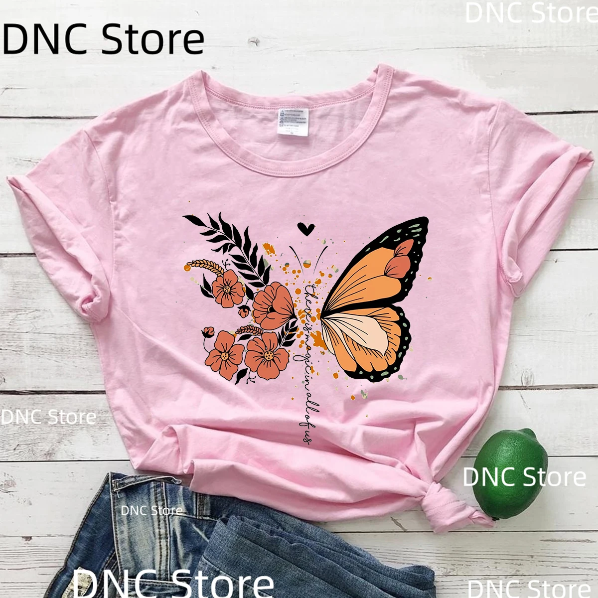 You Are My Sunshine Heart Love Sunflower Pretty Butterfly Pattern Print Tshirt Women Fashion Trend Letter Tshirt Femme Tshirt