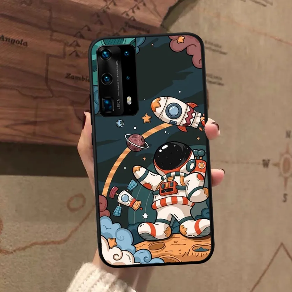 Cartoon Space Astronaut Phone Case For Huawei P 8 9 10 20 30 40 50 Pro Lite Psmart Honor 10 lite 70 Mate 20lite