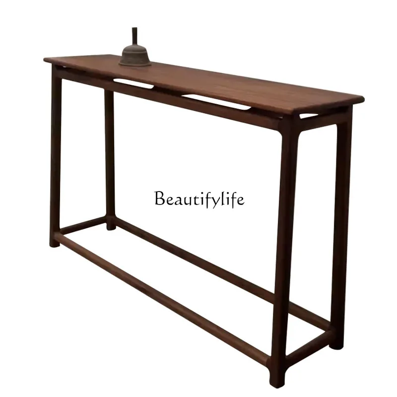 

New Chinese-style North American black walnut porch table, Zen strip case, solid wood