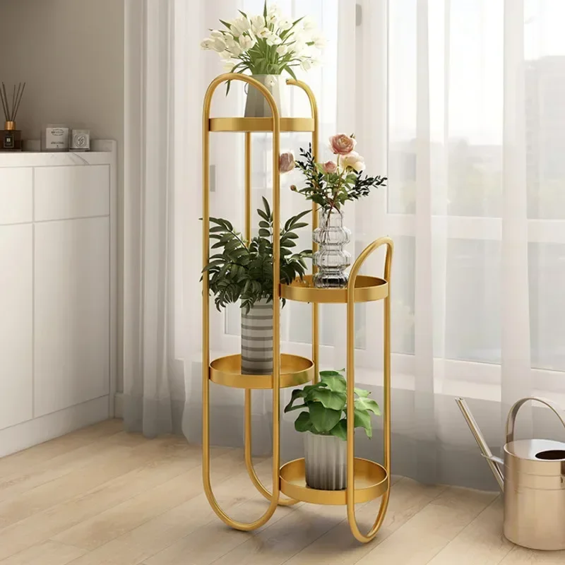 Multi-Layer Creative Metal Plant StandArtistic Greenery Display Rack for BalconyPerfect for Plant Lovers New Arrivals