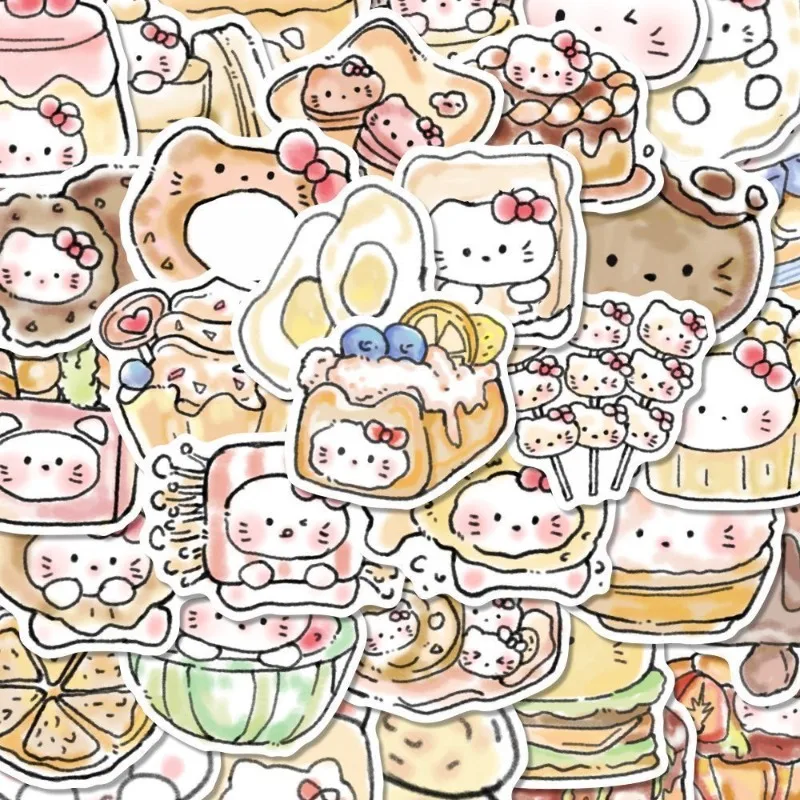 100PCS Sanrio Cartoon Cute Food HelloKitty Stickers Decorative Water Cup Luggage Notebook Refrigerator Stickers Wholesale