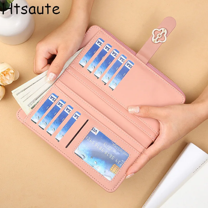 

Zipper Wallet with Detachable Wrist Strap Fashion Women Long Section Purses cartera de mujer bags for woman Clutch coin purse