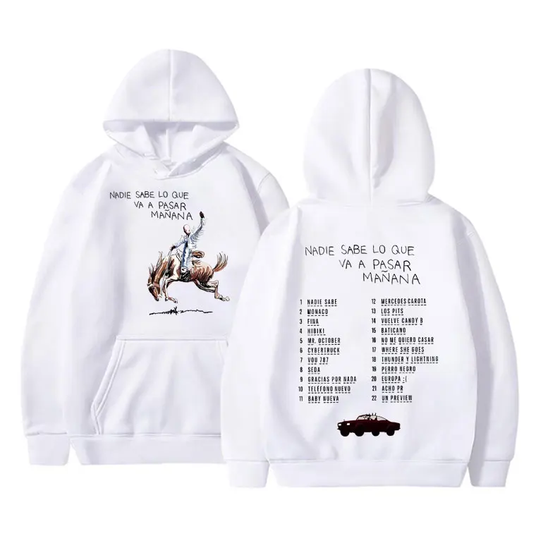 Rapper Bad Bunny Nadie Sabe Lo Que Va A Pasar Mañana Music Album Hoodie Men Woman Hip Hop Oversized Hoodies Male y2k Sweatshirt