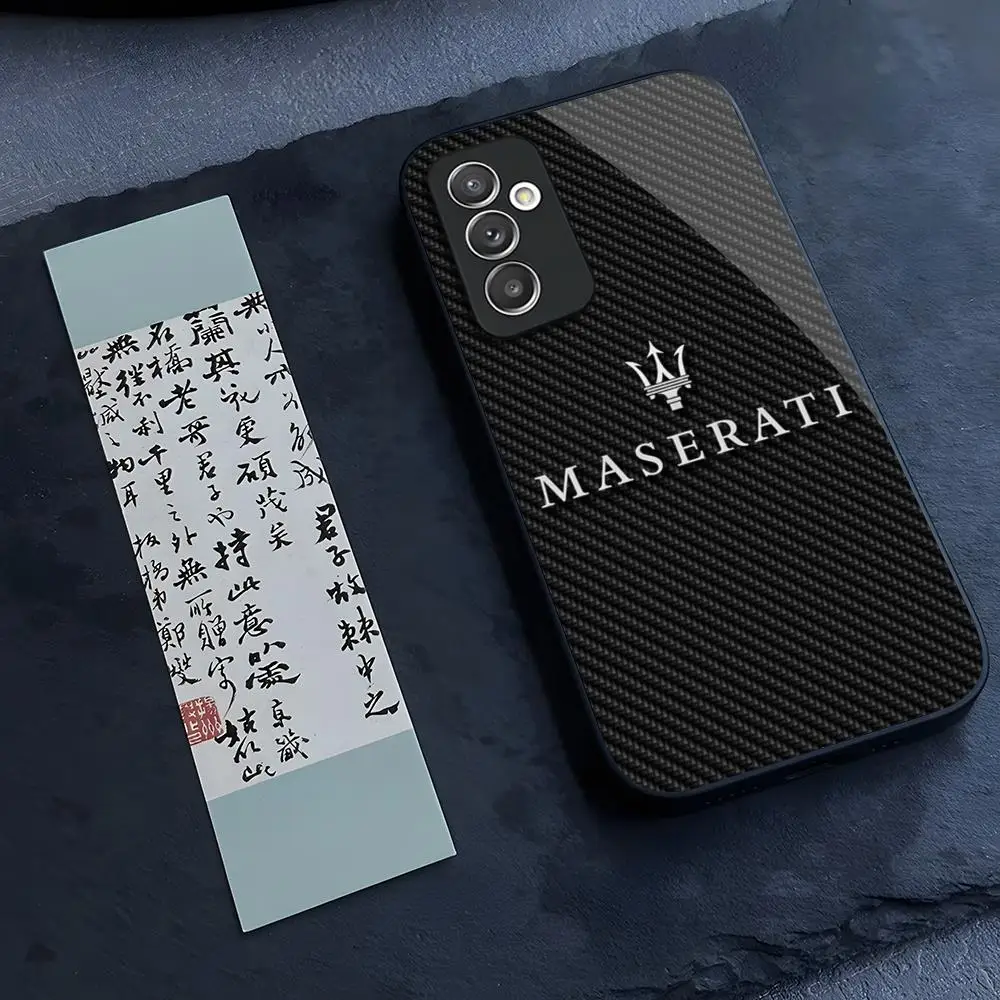 Smart M-Maseratis Phone Case Glass for Samsung Galaxy S24 S23 S21 S22 S20 Ultra Fe Plus A34 A54 A24 A52 A53 M54 Cover