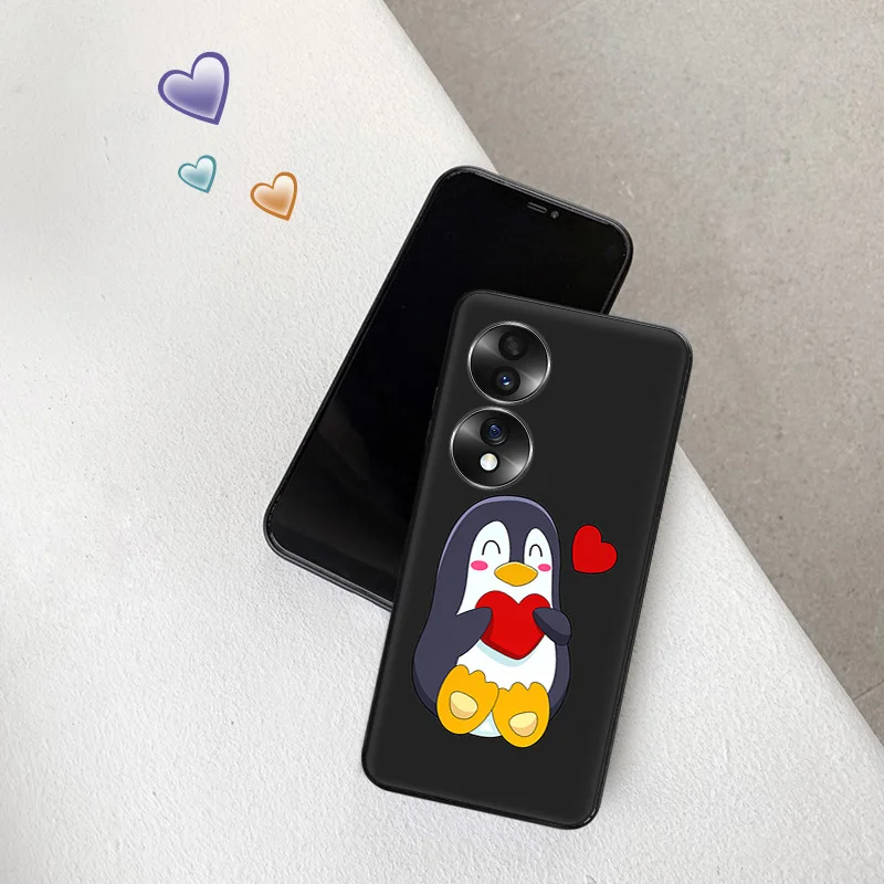 Phone Cases For Honor X7b X7 X8 X9 b X6a 90 70 X8b X9a Magic5 Lite Cute Penguin Pixel 6 7 6a 7a 8a 8 Pro Shell Black Case Cover image 3
