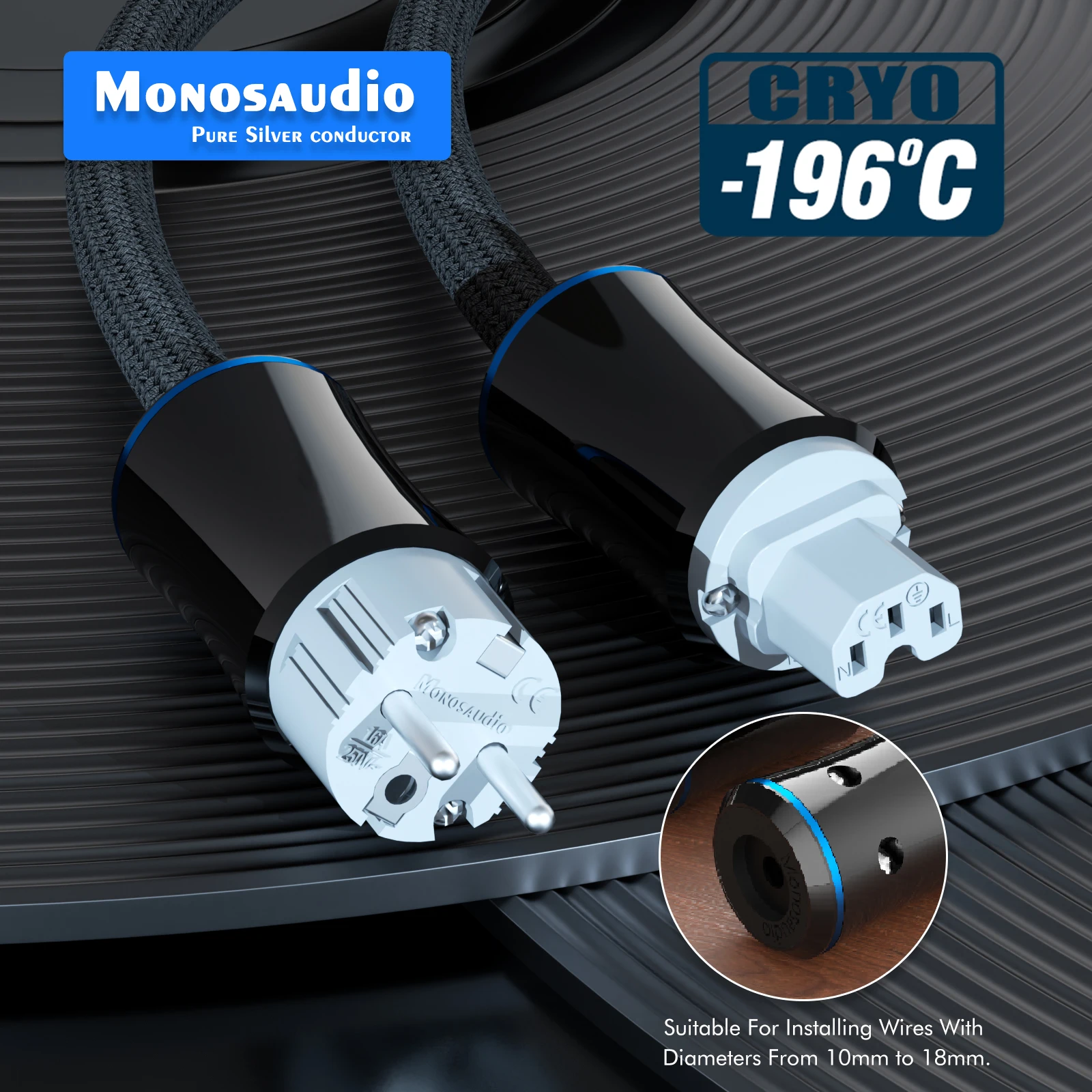 

Monosaudio Pure Silver Power Adapter power plug hifi audio EU/US power adapter CRYO -196°C frozen over 72 hours soild Silver PIN