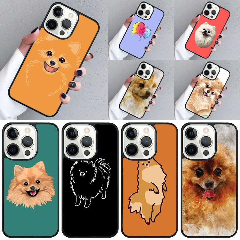 Pomeranian Watercolor Dog Phone Case For iPhone 16 15 13 14 Pro Max 11 12 Mini Plus 2022 XR XS MAX Shell Cover coque