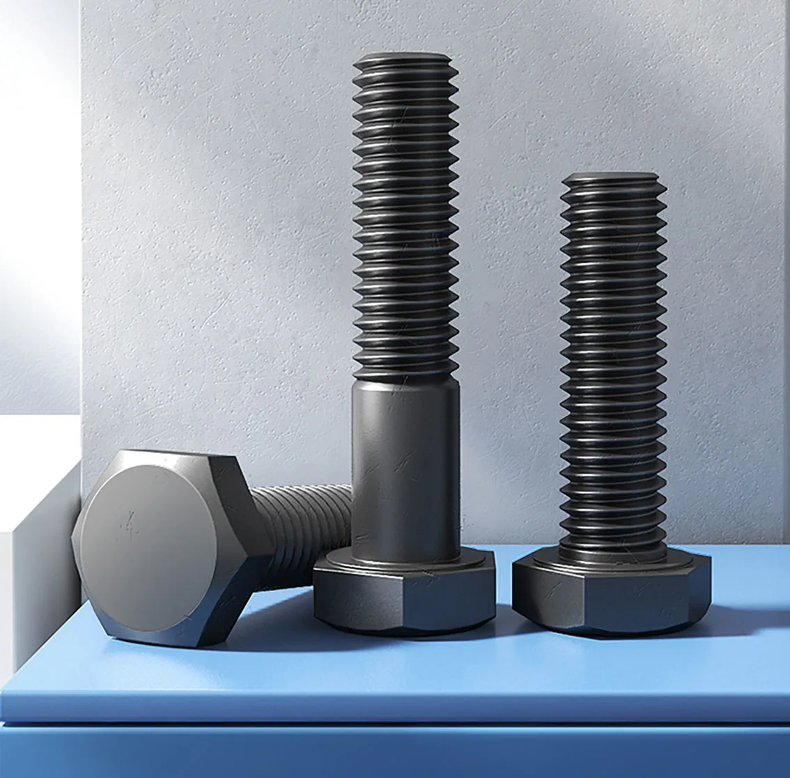 5PCS Half Thread M8 Black Outside Hex Head Screws External Hexagon Head Cap Screws Bolts High Tensile Grade 12.9 Alloy Steel