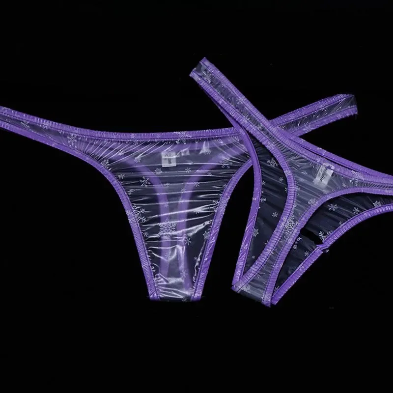 

Sexy Men Transparent T-back PVC EPU Soft See Through Low Waist Thong Pants ABDL Plastic Lovers Live Show Dance DJ Club Costumes