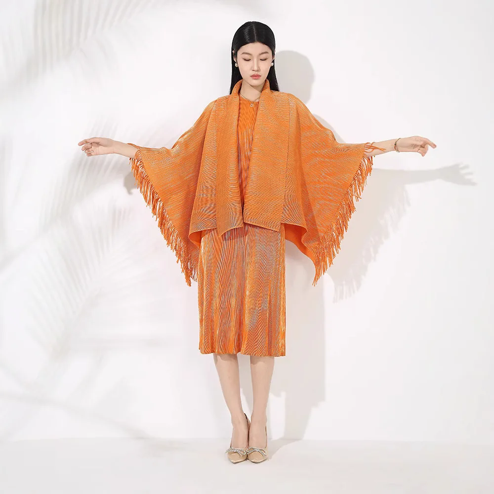 Set Temperamen Mulia Kerut, Penutup Luar Selendang Rumbai Wanita, Gaya Baru 2025, Gaun Interior Set Dua Potong, Musim Panas Afrika