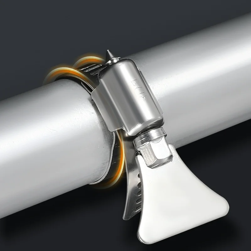 

Iron-handled stainless steel hose clamp, 304 hoop pipe clamp, gas pipe tightener