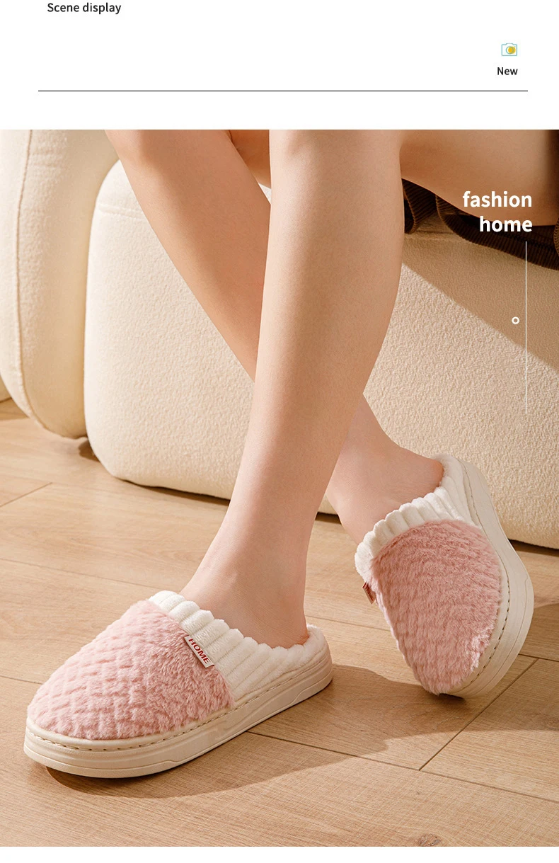 Kunstkaninchenfell-Hausschuhe für Damen und Herren – Plüsch-Winterhausschuhe mit dicker Sohle, Cloud Comfort Couple Slides für das Innenbereich – Detail 7