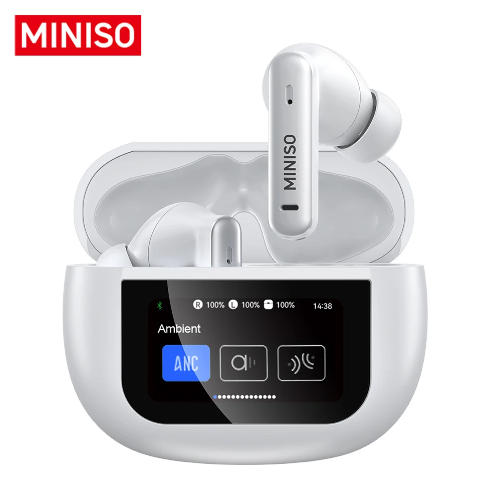 MINISO X25 Ture Wireless Headphones，LED Full Color Display Smart Touch Screen Control，ANC Noise Cancelling HIFI Sound Quality