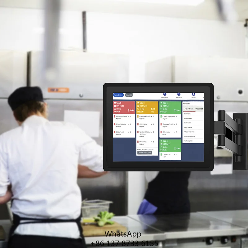 IP65 Full Waterproof Kitchen Screen15.6 21.5Inch Touch Screen All In One Panel Pc Restaurant Kds Commercial Kitchen Display