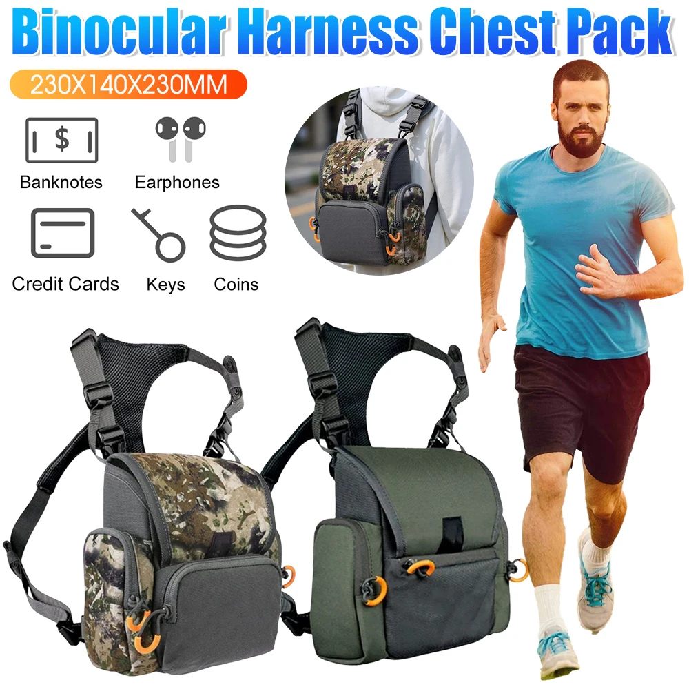

Бинокулярный нагрудный рюкзак с дождевиком, чехол для дальномера, регулируемый камуфляжный чехол большой емкости для охоты и пешего туризма