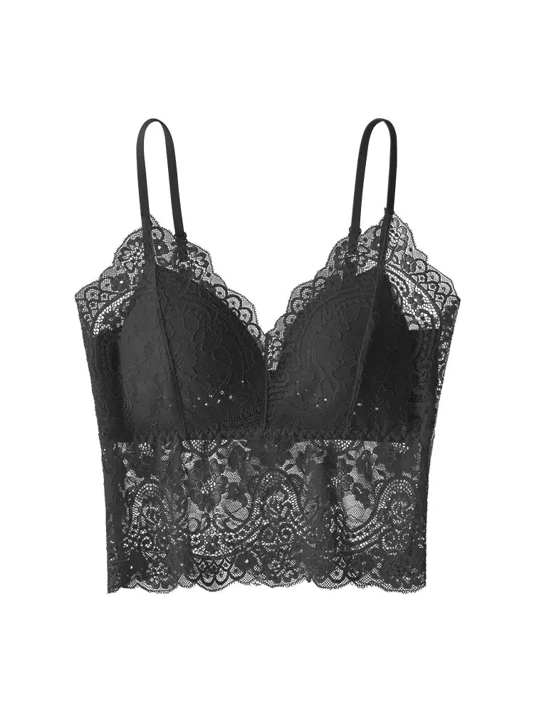 Haut d'été Sexy en dentelle Bal Brtte pour femmes, avec coussinet de poitrine, vêtements intérieurs, ort Sle, pour les déplacements, Faion, pièce unique, couleur