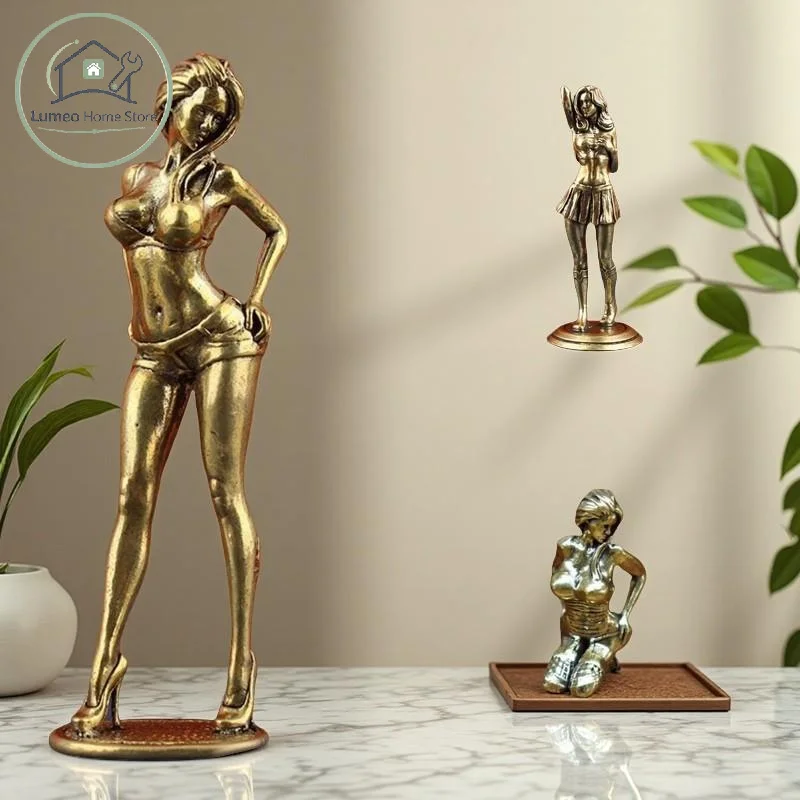 Alloy Finish Feminine Statue Exquisite Handcraft Retro Aesthetic For Home Office