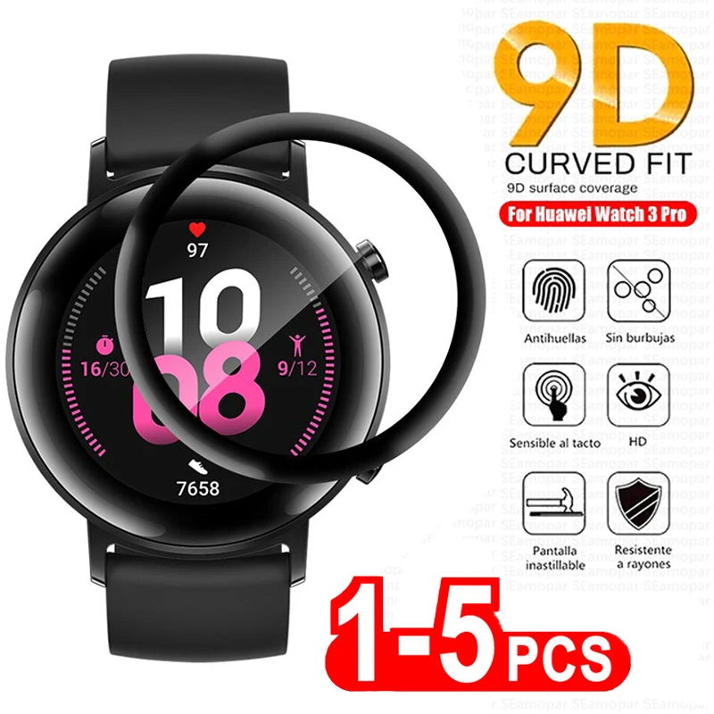 9D โค้งกระจกนิรภัยนุ่มสําหรับ Huawei Watch GT 3 Pro 2E Gt Runner Fit 2 ES Full Screen Protector สําหรับ Honor นาฬิกา Magic 2 46 มม.