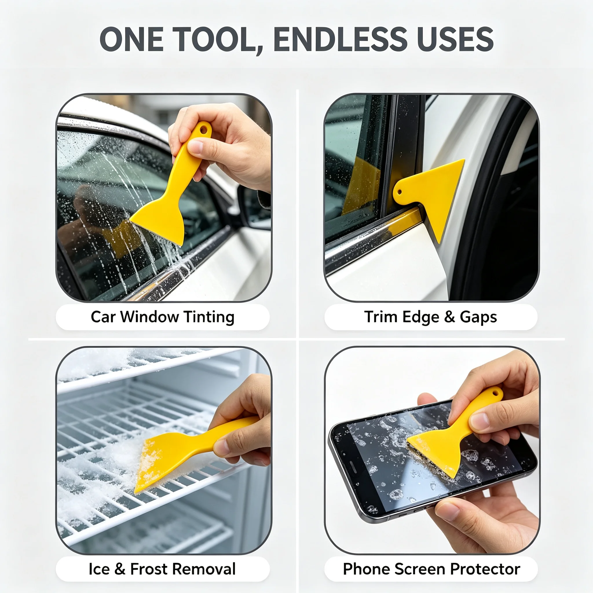 Car Vinyl Wrap Squeegee Window Tint Tool 2 Sizes Flexible Scraper Bubble Remover Auto Film Install Edge Trimming Ice Scraping