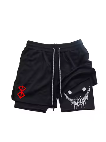 Berserk- Men's 2 in 1 Sports Shorts, Quick Dry Running Shorts, Gym &amp; Fitness Training, Double Layer