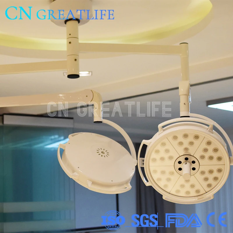 Double Head Medical Hospital Equipment Ceiling Wall-Mounted LED Cold Light Source Shadowless Surgical Examination Lamp