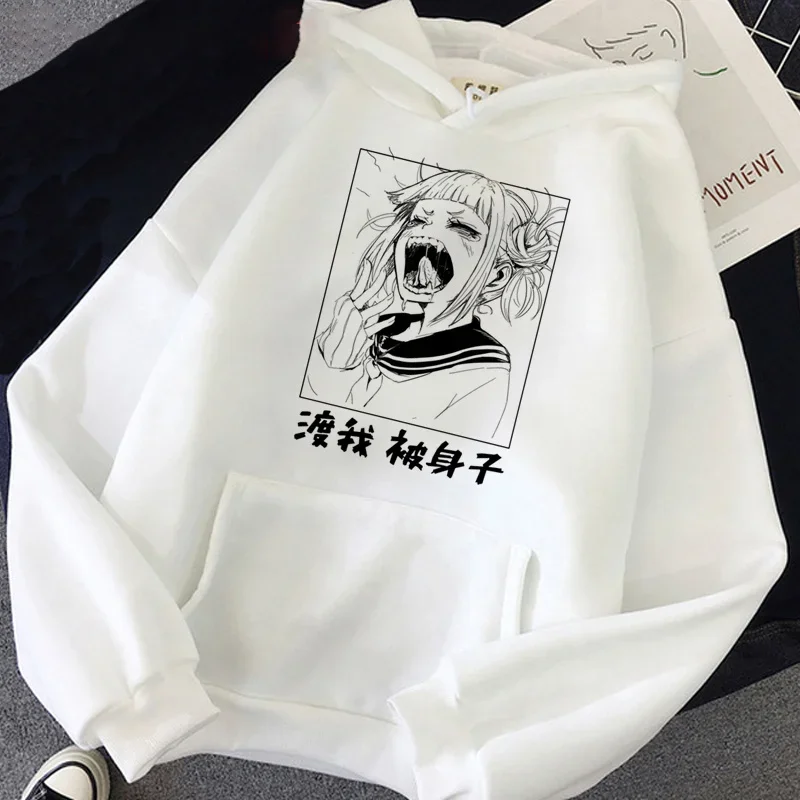 Harajuku Gothic Funny Japanese Anime Printed Men\'s Casual Hoodies Autumn Winter New Pullovers Round Neck Sweatshirts Tops Unisex