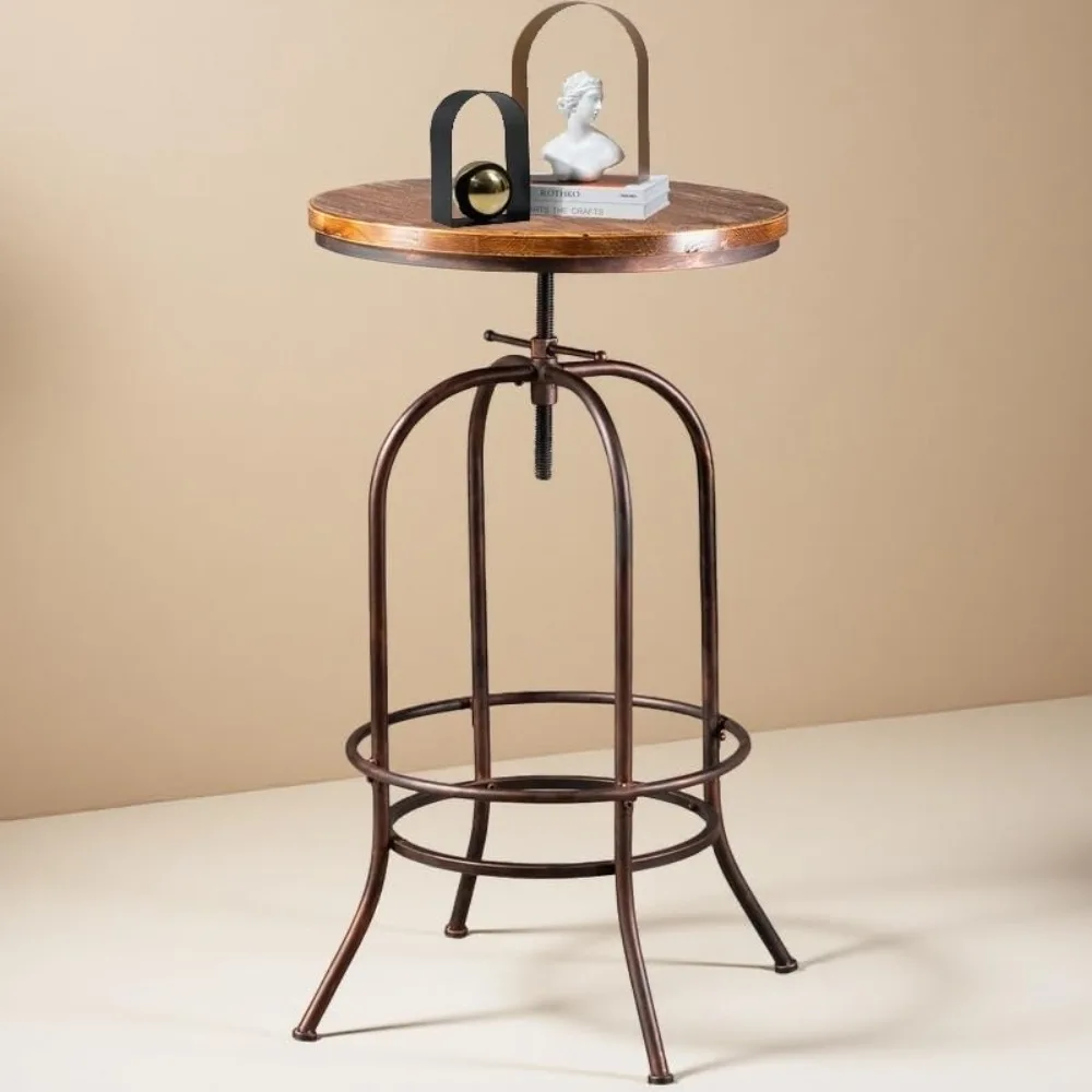 

Vintage Bar Table Swivel Industrial Style Pub Table Kitchen Dining Tables Height Adjustable 37.4-45.3inch Coffee Table with Foot