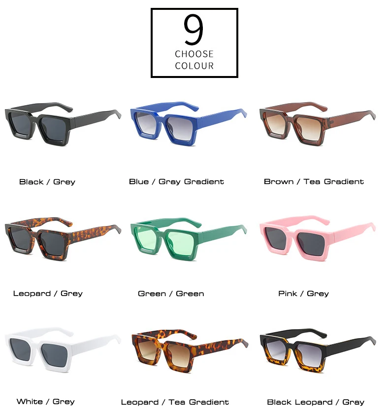 SO&EI Fashion Square Frauen Luxus Sonnenbrille Retro Marke Designer Männer Trend Leopard Blau Grün Sonnenbrille Shades UV400 – Detail 6