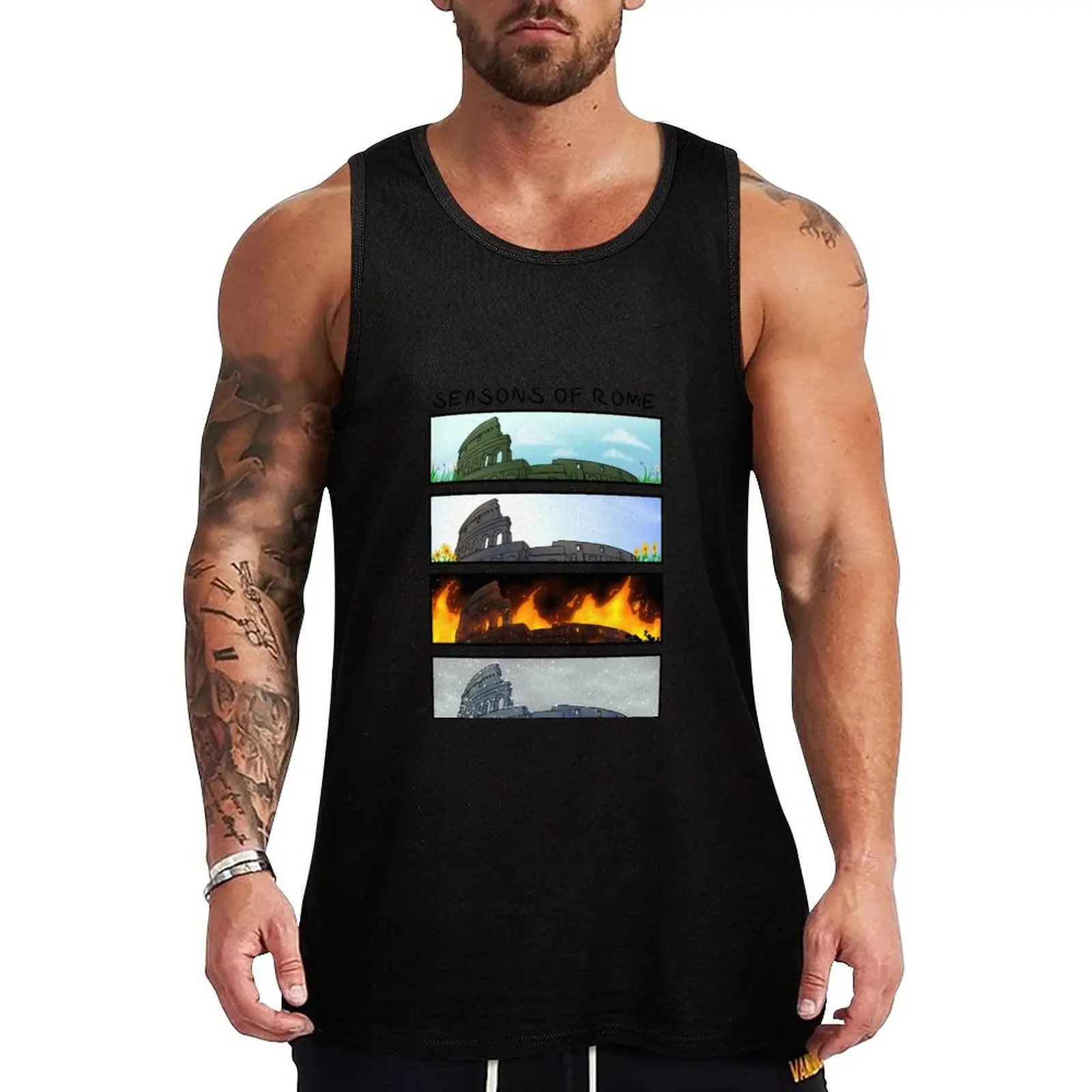 

Seasons of Rome Tank Top gym clothes man fitness cotton t-shirts man sleeveless Men's summer clothes