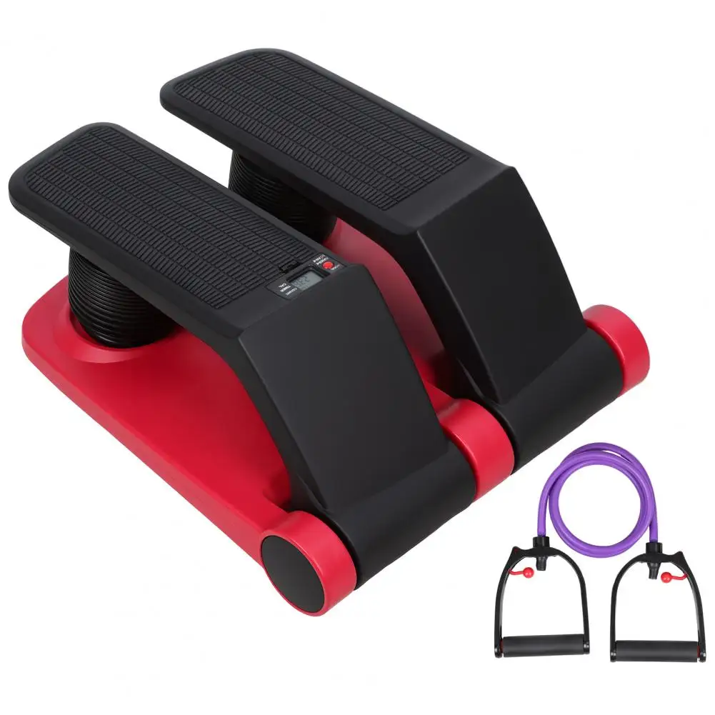 Home Cardio Air Resistance Stepper Climber 5-Level Adjustable with Resistance Bands LCD Display Non-Slip 300lbs Weight Capacity