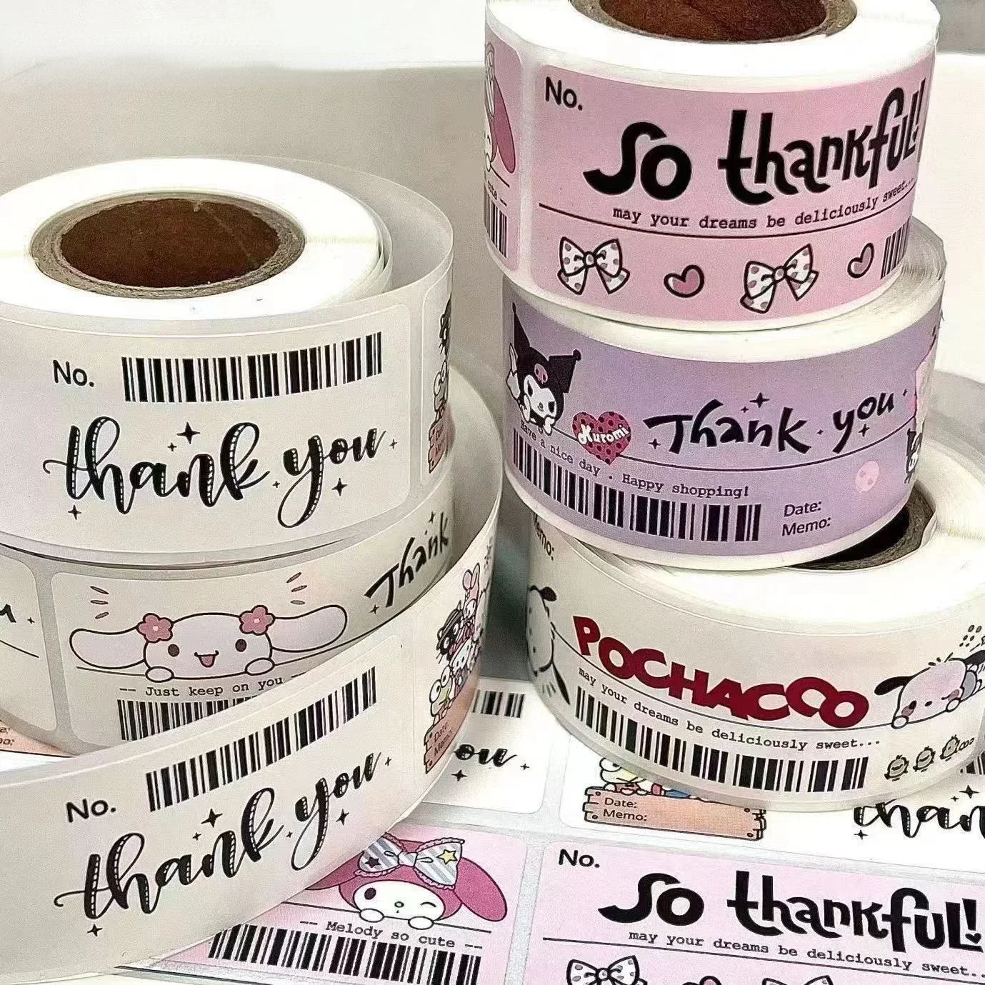 120Pcs/Roll Sanrio Stationery Stickers My Melody Cinnamoroll Cartoon Sealing Stickers Simple High-Looking Labels Anime Ins Style