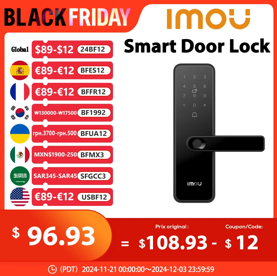 IMOU Wifi Electronic Smart Door Lock With Biometric Fingerprint / Smart Card / Password / Key Unlock/ USB Emergency Charge