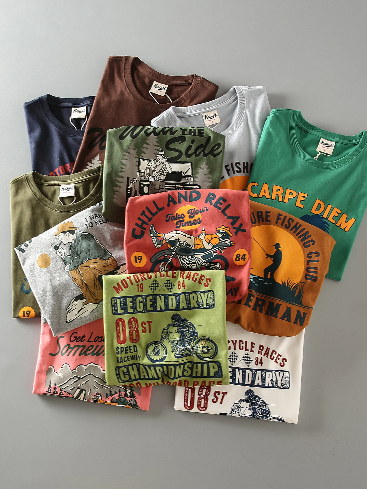

Summer New American Retro Short-sleeved O-neck Letter Printed T-shirt Men's Fashion Simple 100% Cotton Washed Casual Sport Tops