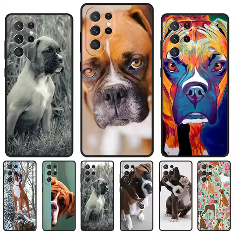 Boxer Dog Cute Funny phone case For Samsung Galaxy S24 S23 S22 Ultra Note 10 20 Plus S8 S9 S10 S20 S21 FE Cover