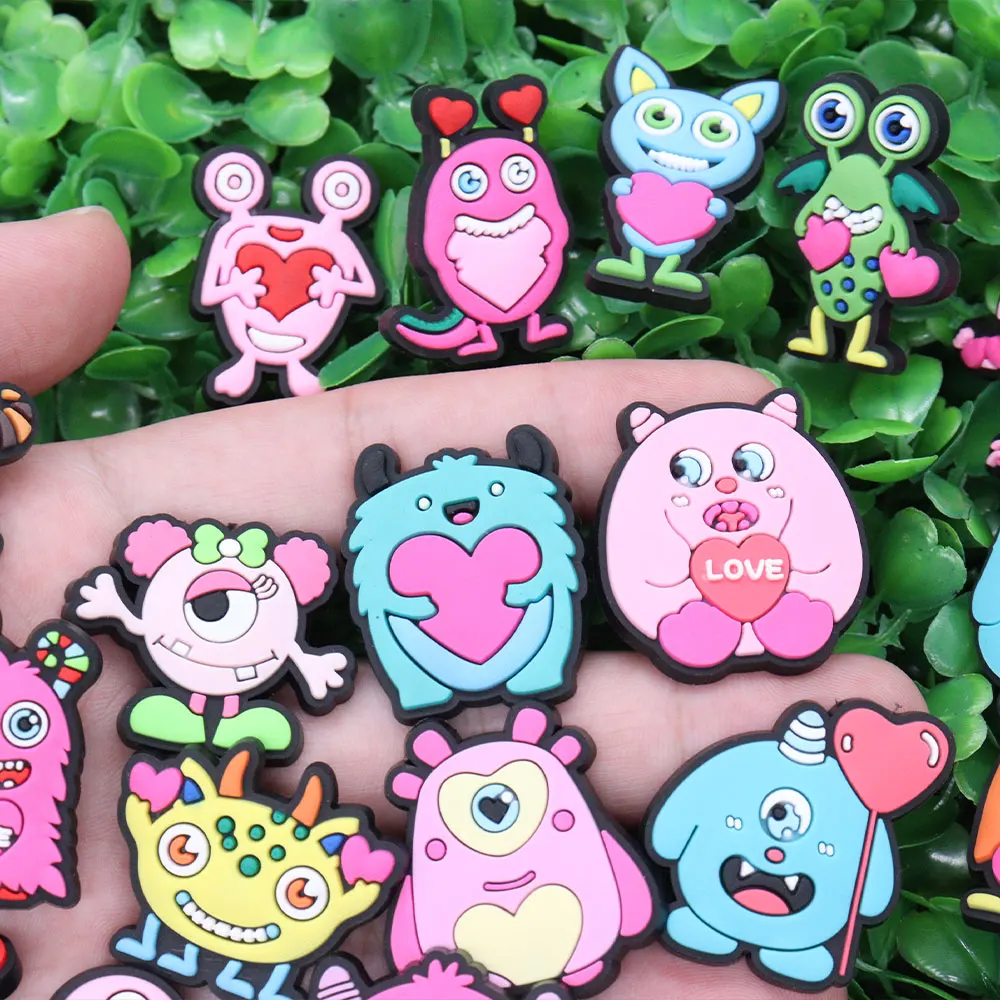 1-32Pcs Colorful Little Monsters Cute Clog Charms Children Sandals Shoes Buckles PVC for Backpack Charms Decoration