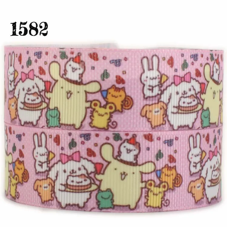 شريط ساتان لكلب الكرتون الياباني ، نمط سانريو سينمورول ، مطبوع شخصي للعطلات ، حبيبات من الجرو ، 10 ياردات