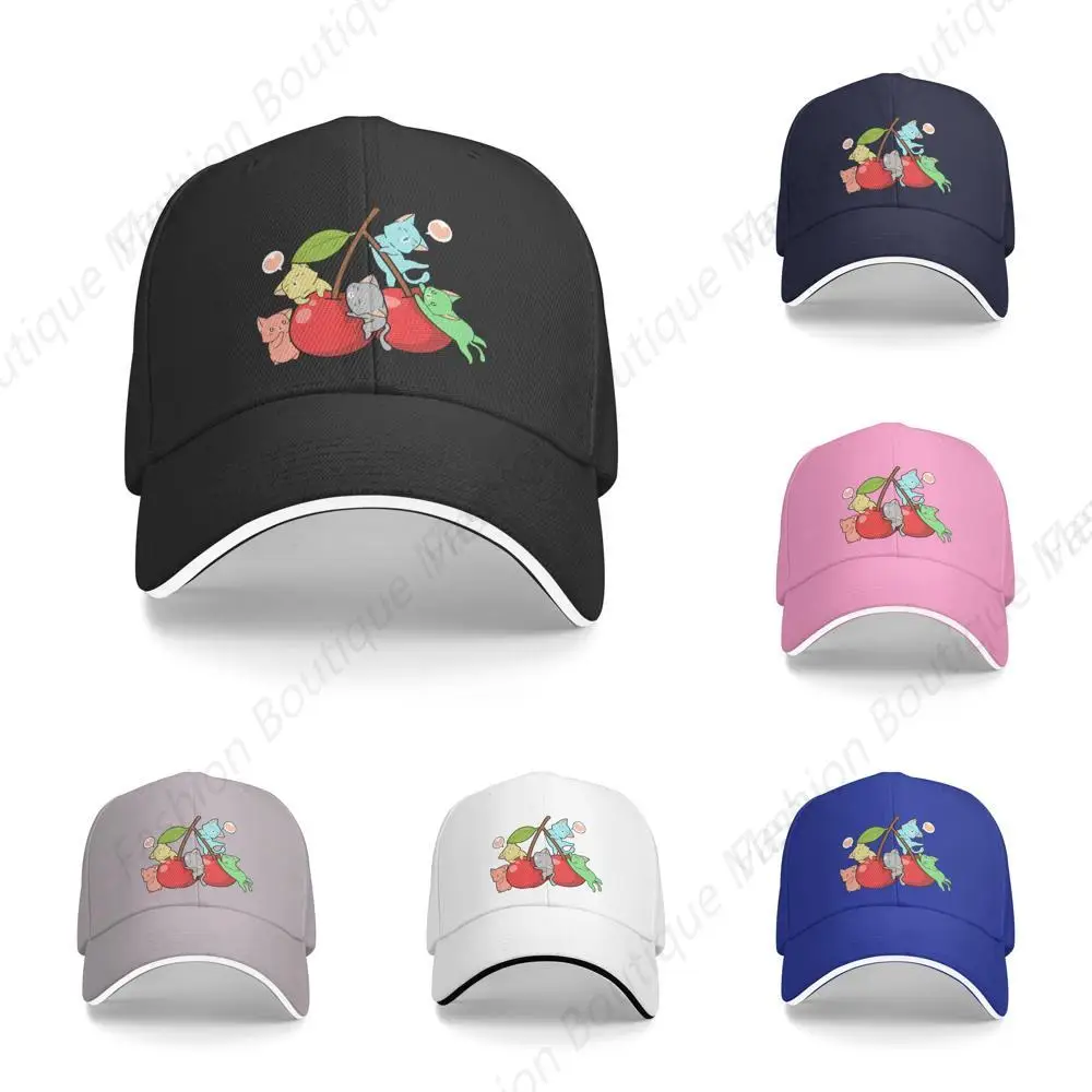 

High Quality Cap Cute Cats And Cherry Colorful Printing Hat Sandwich Caps Peaked Caps Trucker Hat Men Women Outdoor Sun Visor