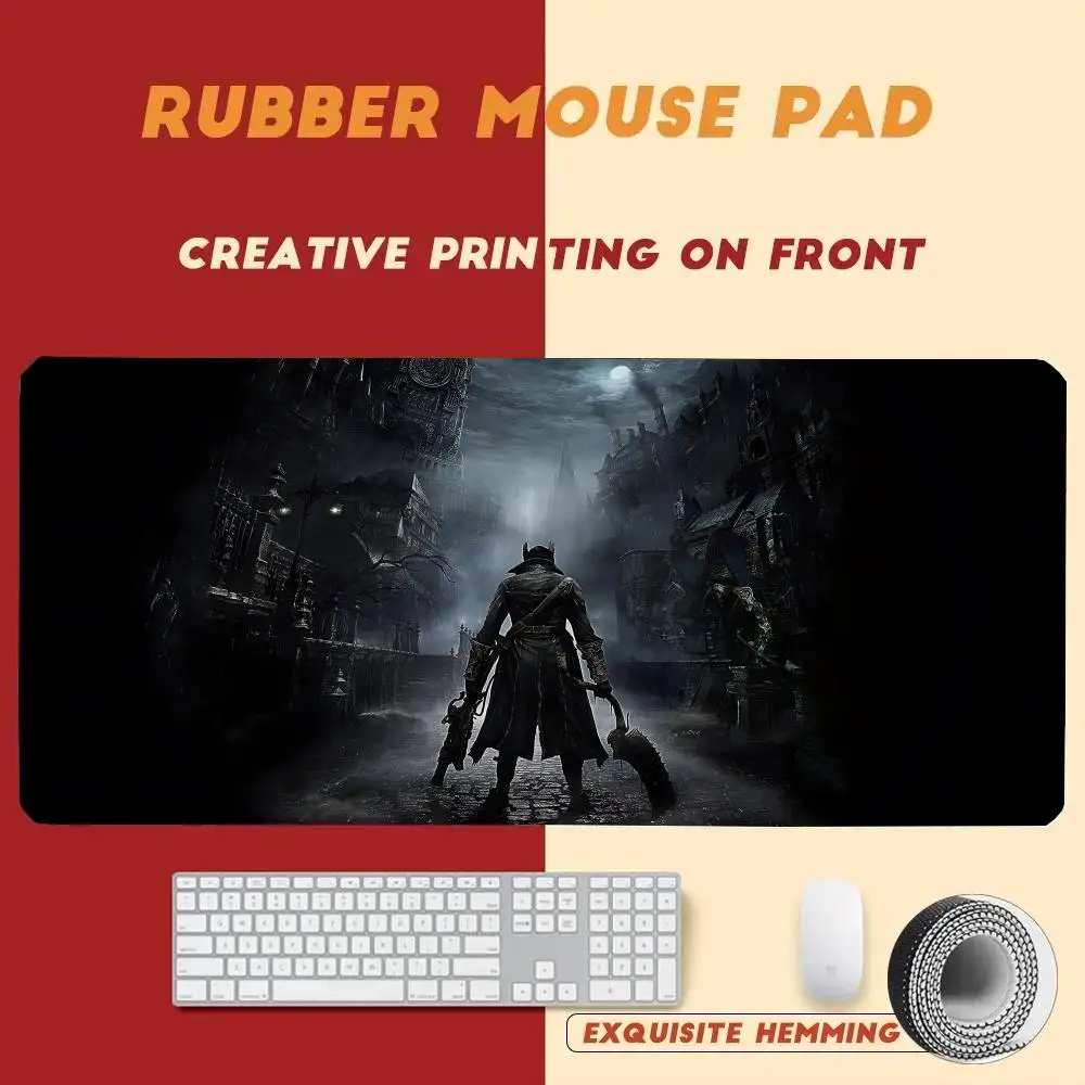 New action gamer Bloodborne Mouse Pad Trendy brand cool & simple style rubber mouse pad oversized edge-locked student dormitory 