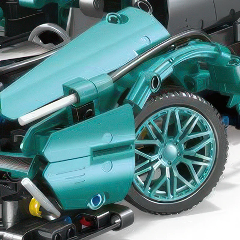 Kit de modelo de carro hiper azul OUZEY - conjunto de construção MOC Speedster com acabamento dourado, projeto de montagem desafiante para aficionados adultos