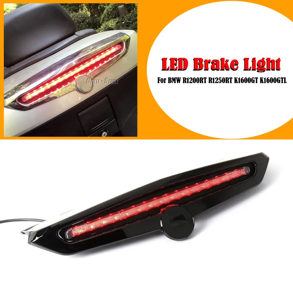 

New LED Brake Light Top Case Cover 49L Black Chrome Motorcycle Accessories For BMW K1600GT K1600GTL Exclusive R1200RT R1250RT