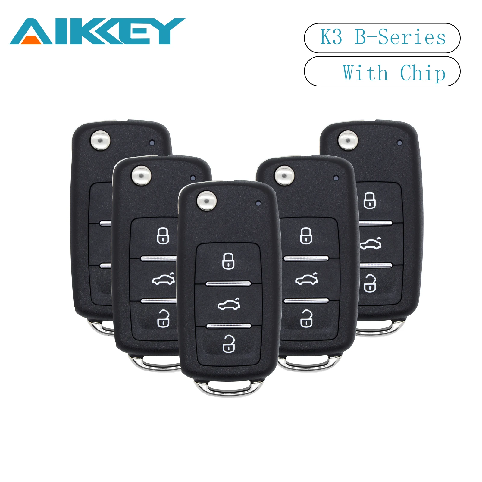 AIKKEY K3 Universal 3 Buttons B Series with Chip Remote Control Car Key Fob Case for AIK Machine Remote Control Key